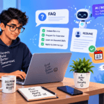 Student working on AI Engineer Internship Remote job from home on laptop