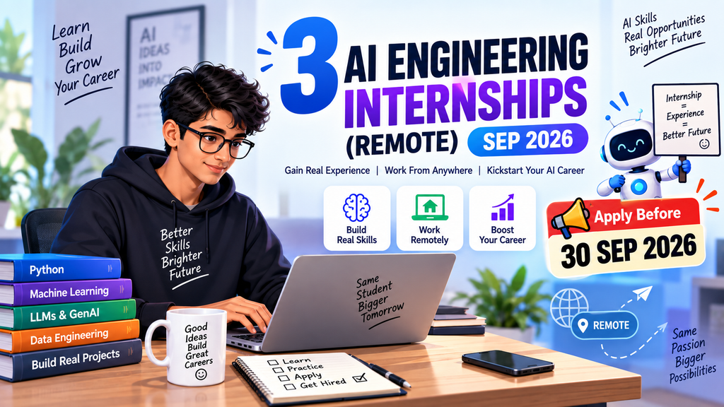 3 AI Engineering internships remote opportunities in September 2026